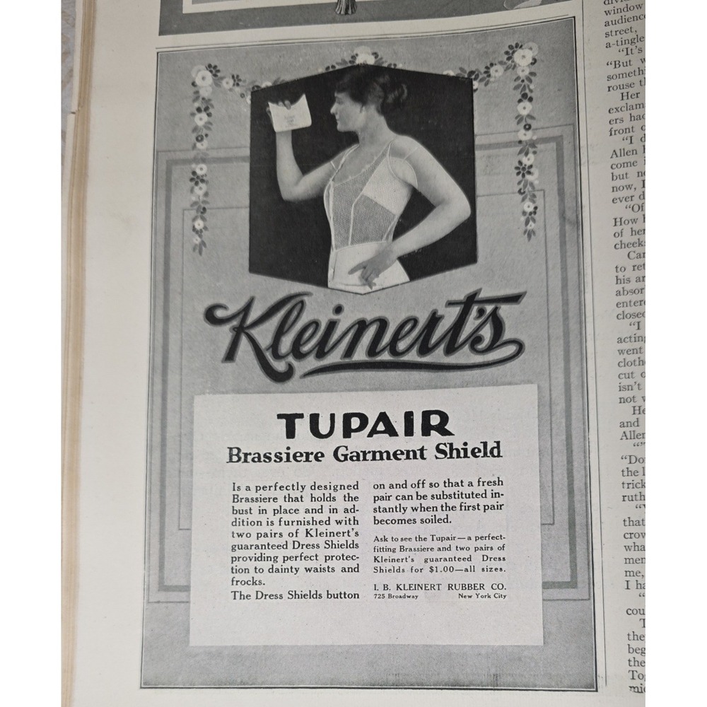 1916 Kleinert's‎ TUPAIR Brassiere Garment Shield Vintage Support Print Ad